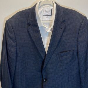 Jos A Bank Men's Silk/Wool Sports Coat Blue Black 48R Pre-Owned